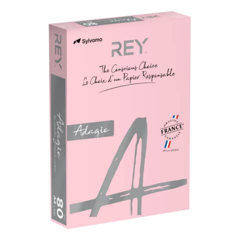 Carta colorata A4 Sylvamo Rey Adagio 80 g/m² rosa - Risma da 500 fogli - ADAGI080X643